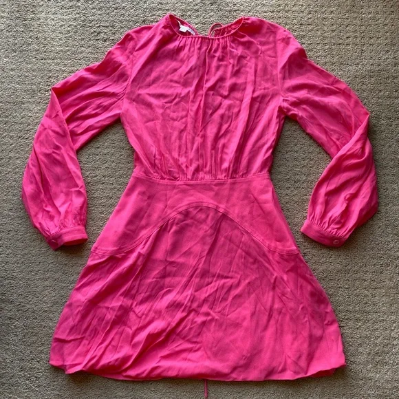 stella mccartney gathered mini dress hot pink small long sleeve wedding guest - Picture 5 of 8